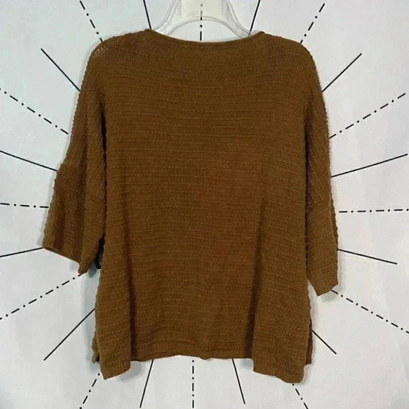 Time and Tru Women’s Textured Brown Boatneck Boho Knit Sweater - Picture 7 of 7